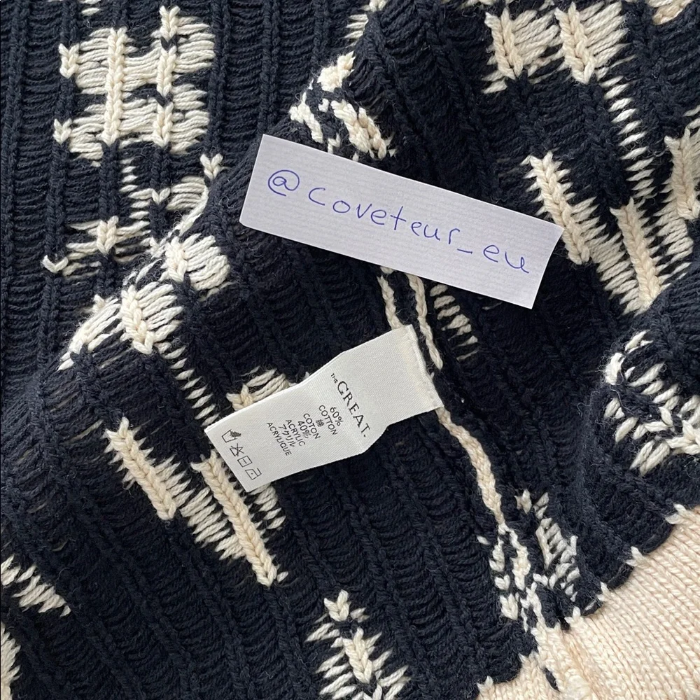 The Great. Garden Lodge Cardigan Sweater in Black and Cream Floral. Size 1. - Picture 6 of 9